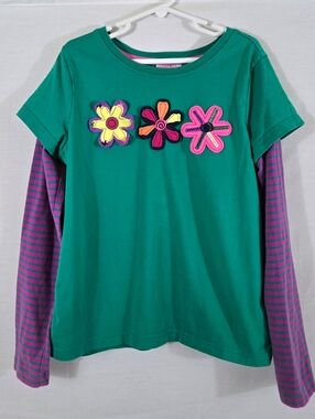 Vintage Hanna Andersson 3D Flower Applique Long Sleeve Top Size 140 (US 10)